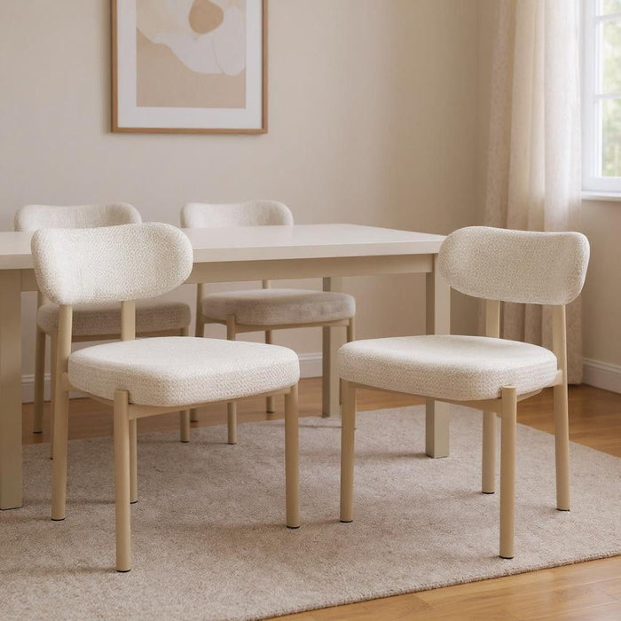 Upholstered Fabric Open Back Dining Side Chairs (Set of 4) - Gray / Taupe