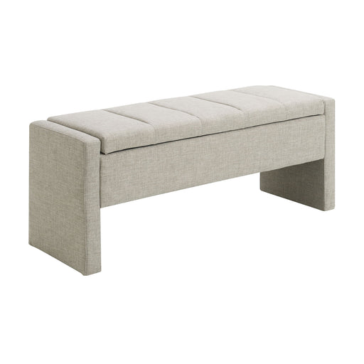 Giga modern upholstered large bed end storage bench with soft fabric and spacious interior, ideal for bedroom seating and storage.