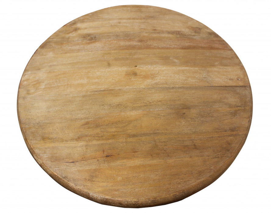 42" Solid Wood Pedestal Base Round Top Dining Table - Natural