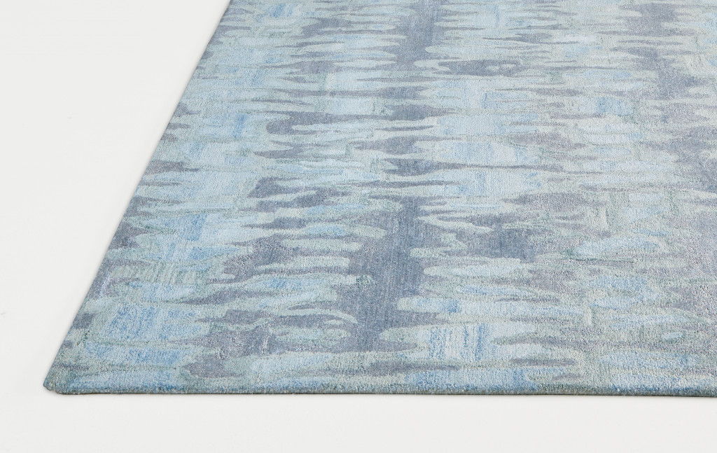 5' x 8' Abstract Tufted Handmade Area Rug - Blue Green And Gray