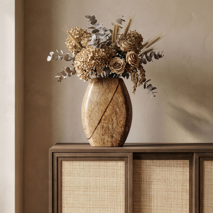 Sadie genuine marble vase by Meridian Furniture, featuring a sleek, elegant design perfect for decorative home accents.
