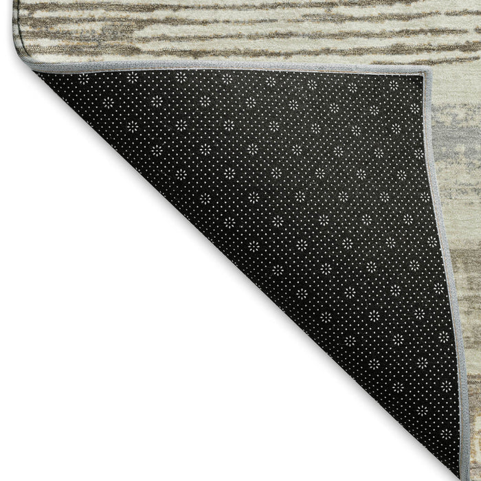 10' X 14' Striped Washable Area Rug With UV Protection (696500) - Linen / Gray / Ivory