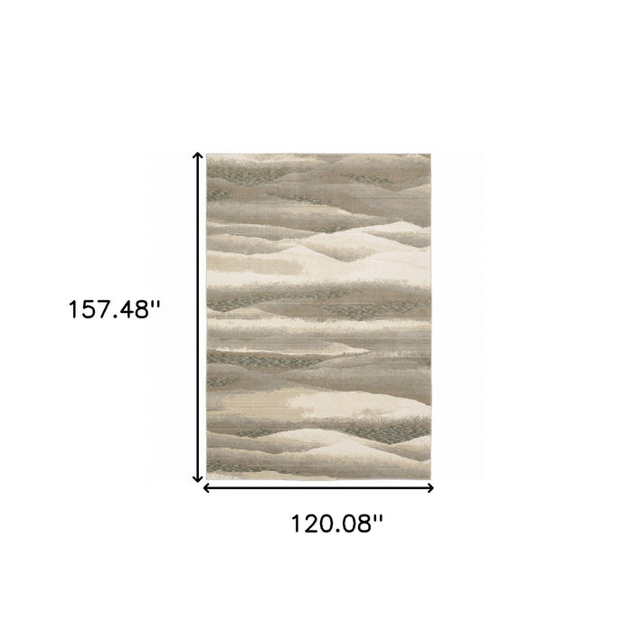 10' x 13' Abstract Power Loom Area Rug - Blue And Gray