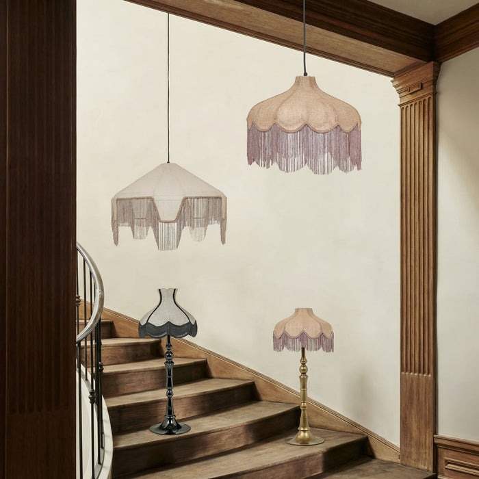 Buchanan - Fabric Fringed Angled Pendant Light - Natural