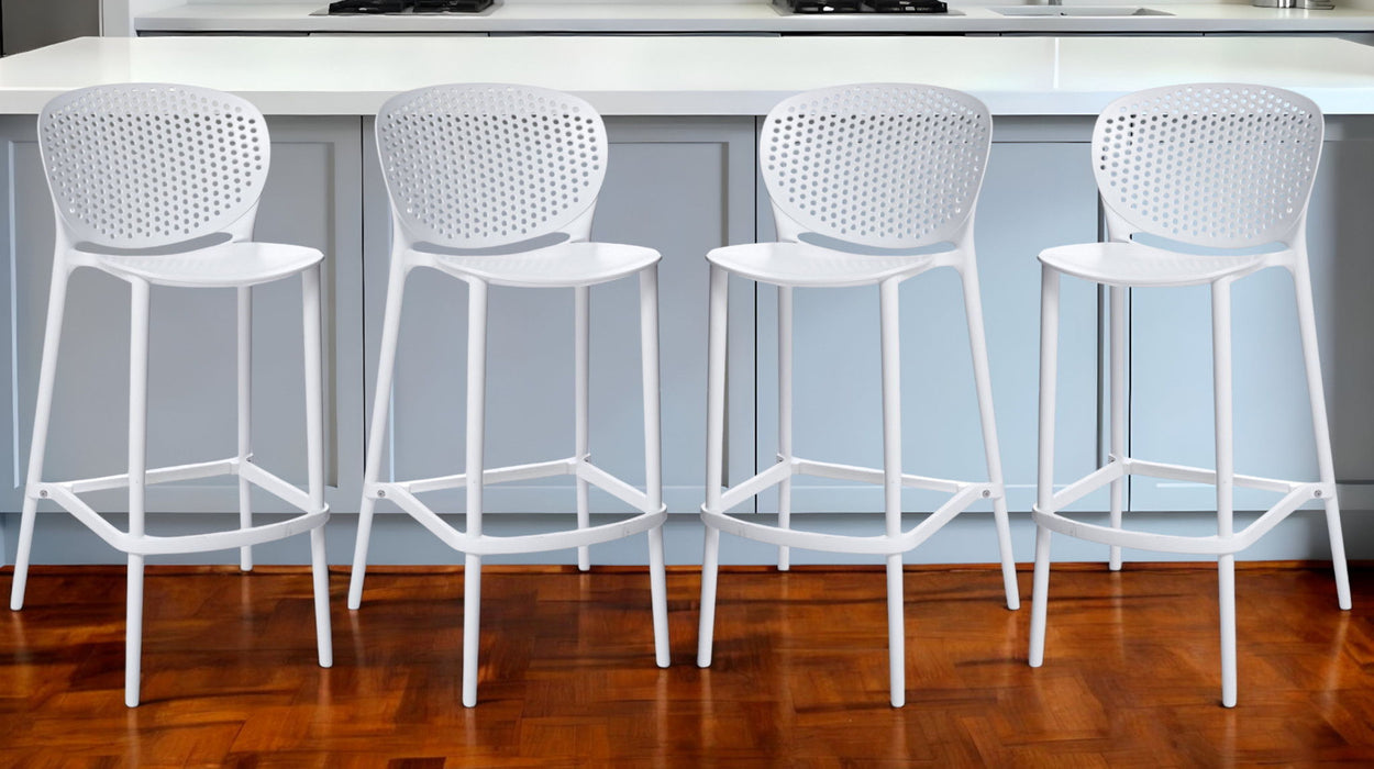 30" Contemporary Heavy Duty Plastic Low Back Bar Height Bar Chairs (Set of 4) - White