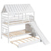 Giga house bunk bed with trundle, storage staircase, roof, and window design, featuring multiple sleeping and play areas for kids.