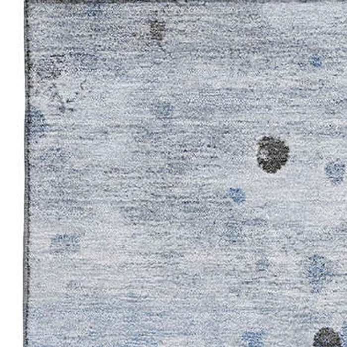 10' X 14' Abstract Washable Area Rug With UV Protection (710765) - Sky Blue / Charcoal / Ivory