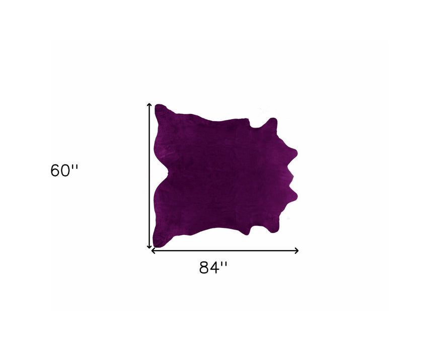5' x 7' Hand Knotted Area Rug - Purple Cowhide
