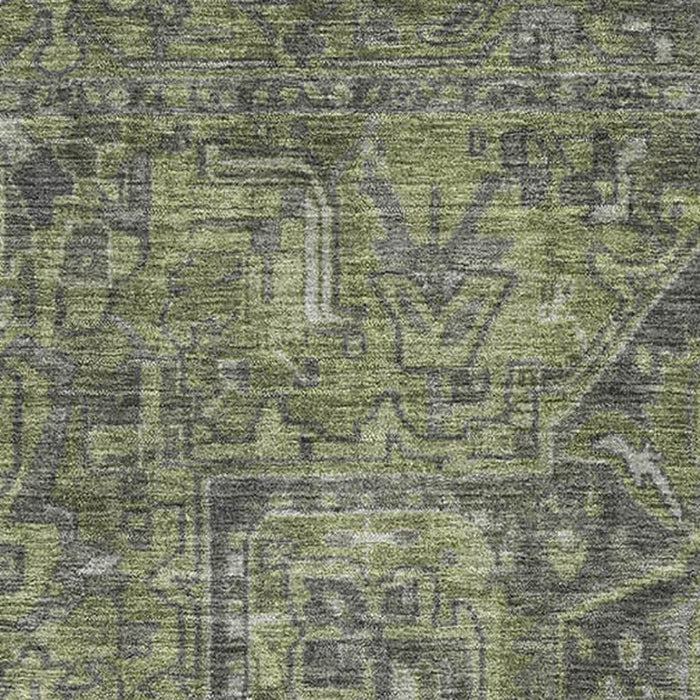 10' X 14' Medallion Distressed Washable Area Rug With UV Protection (649744) - Green / Gray