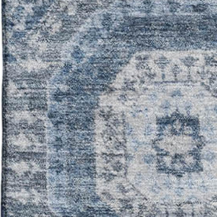 10' X 14' Abstract Geometric Washable Area Rug With UV Protection (708307) - Blue / Ivory