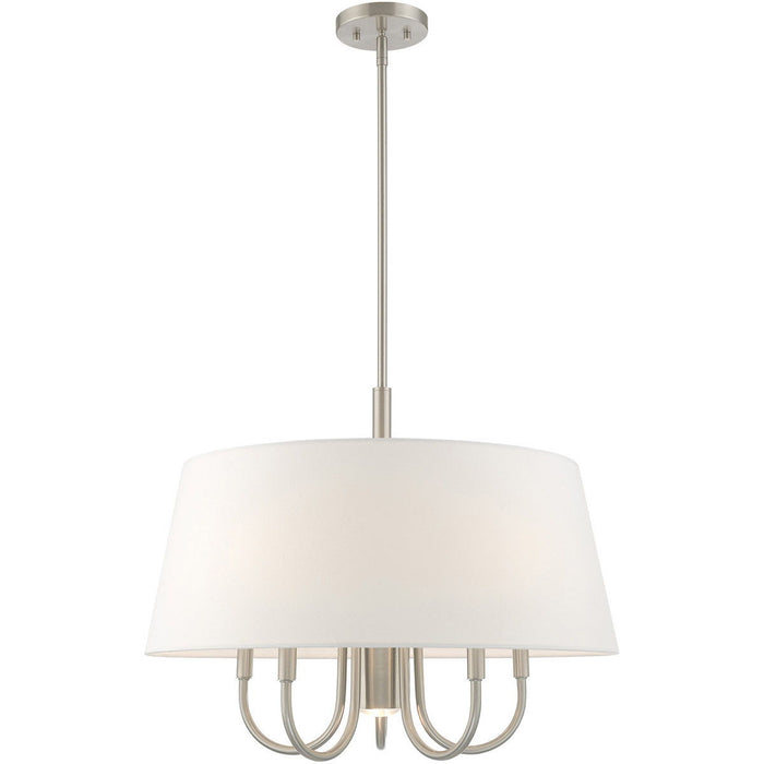 22" 6 Light Dimmable Chandelier With Shades - Nickel
