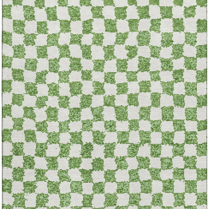 10' X 14' Geometric Washable Area Rug With UV Protection (709384) - Green / Ivory