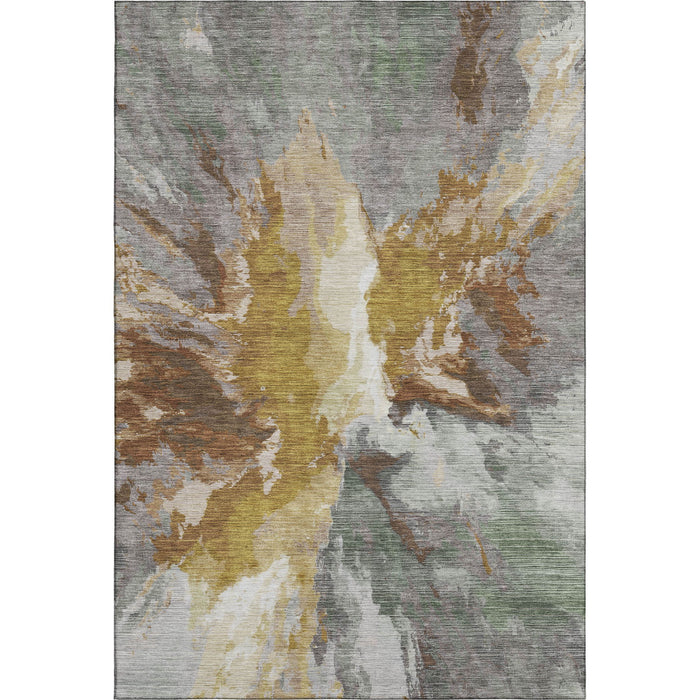 10' X 14' Abstract Washable Area Rug With UV Protection (695450) - Gold / Ivory / Gray