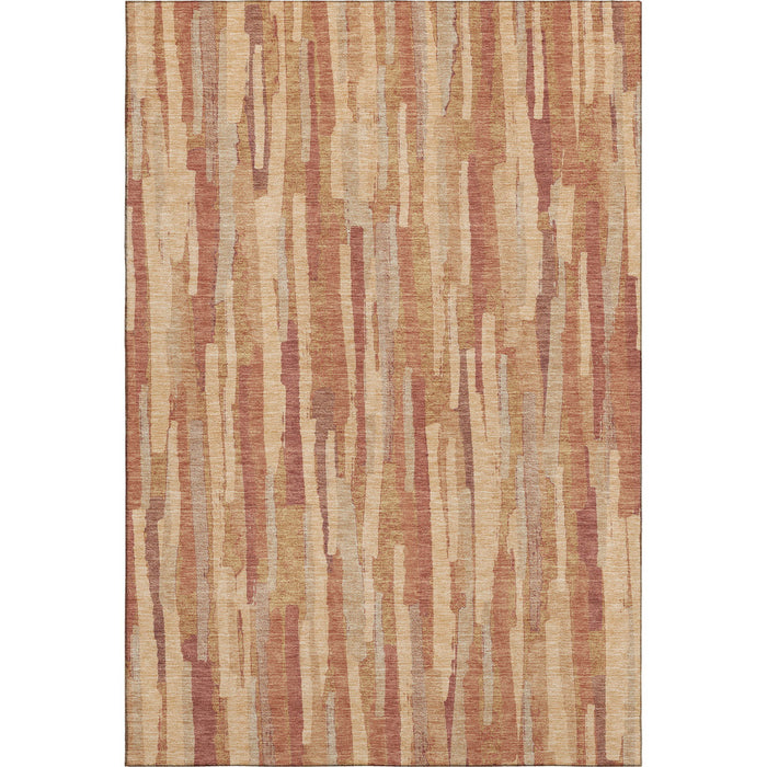 10' X 14' Striped Washable Area Rug With UV Protection (692958) - Salmon / Brick Red / Gold