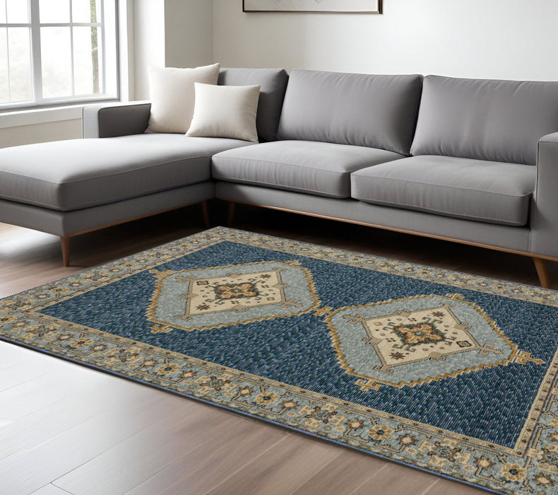 10' X 13' Medallion Area Rug - Blue And Gold