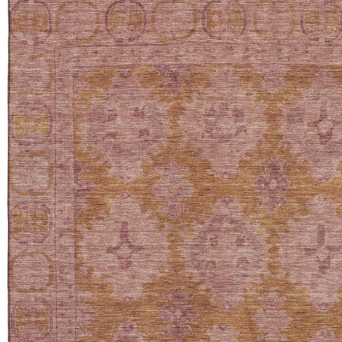10' X 14' Oriental Washable Area Rug With UV Protection (700481) - Blush / Orange