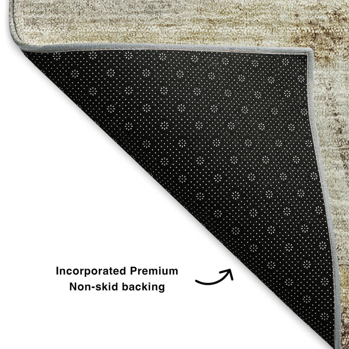 10' X 14' Woodland Lodge Washable Area Rug With UV Protection (653749) - Brown / Ivory / Gray