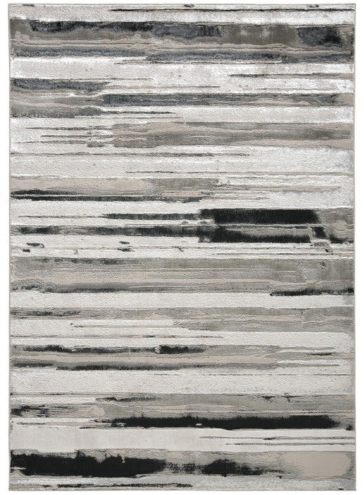 13' X 20' Abstract Area Rug - Silver Gray And Black