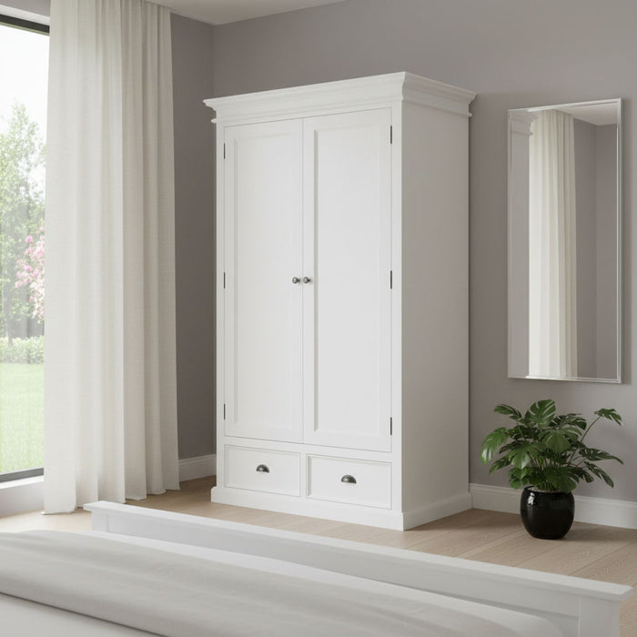 43" Solid Wood Two Drawer Dresser - White