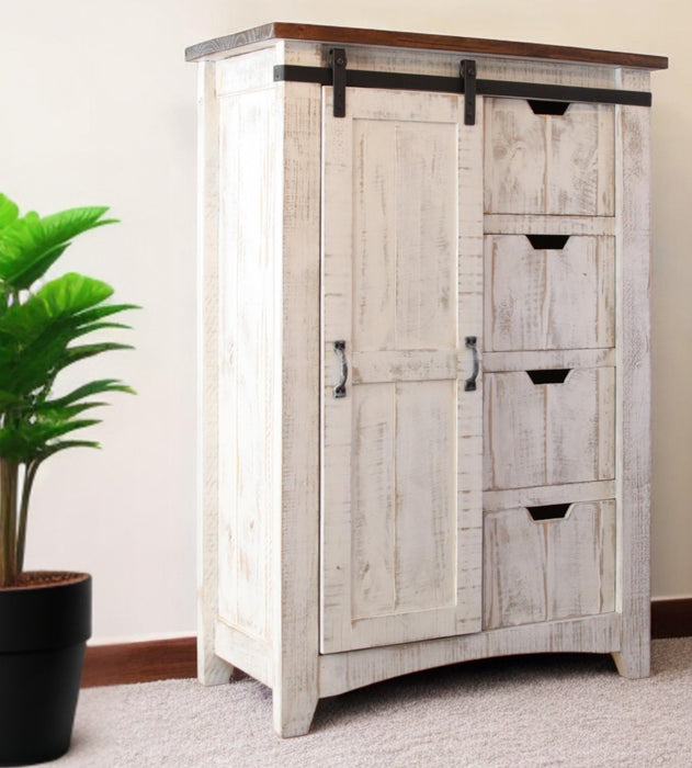 Solid Four Drawer Chest - Brown / White