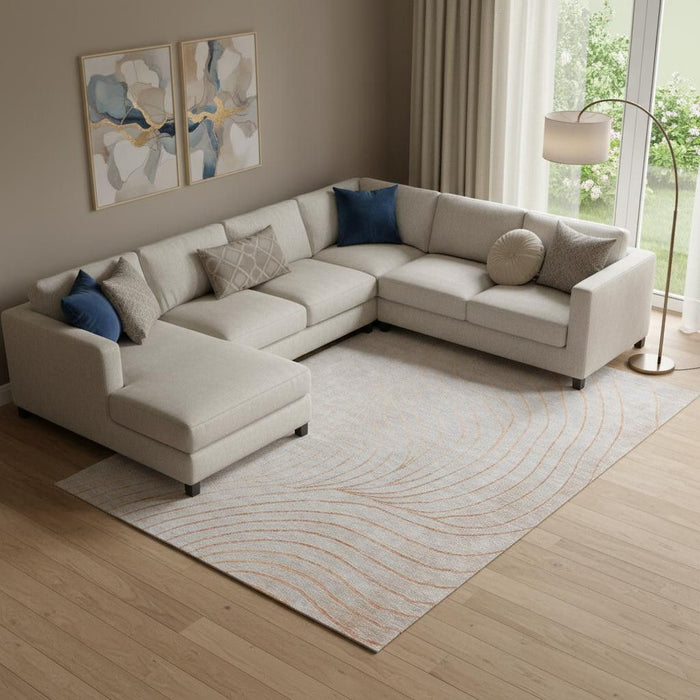 10' X 14' Abstract Washable Area Rug With UV Protection (718103) - Copper / Silver