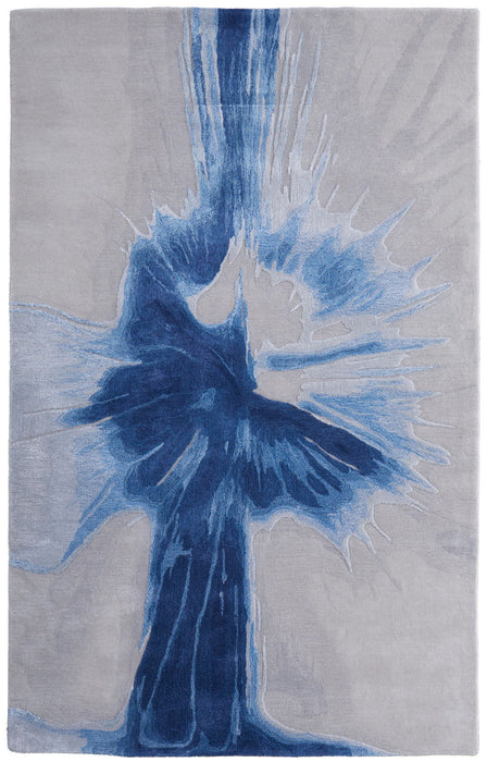 10' X 14' Abstract Hand Tufted Area Rug - Blue And Gray
