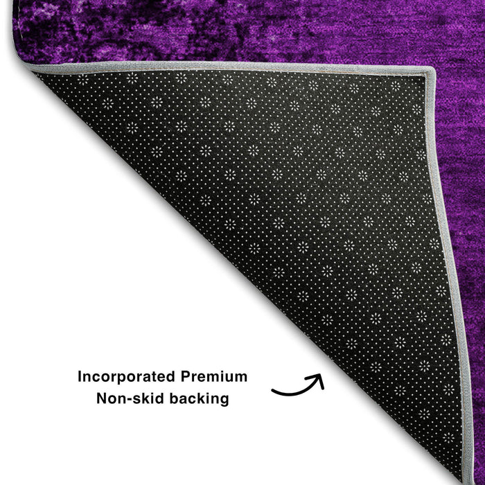 10' X 14' Abstract Washable Area Rug With UV Protection (648832) - Purple / Gray