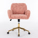 Giga swivel office chair with artificial rabbit hair upholstery, metal base, adjustable height, and rotating seat for home or vanity use.