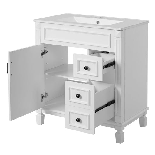 Giga bathroom vanity with sink, two-drawer cabinet, and adjustable shelf, modern bathroom furniture with sleek design