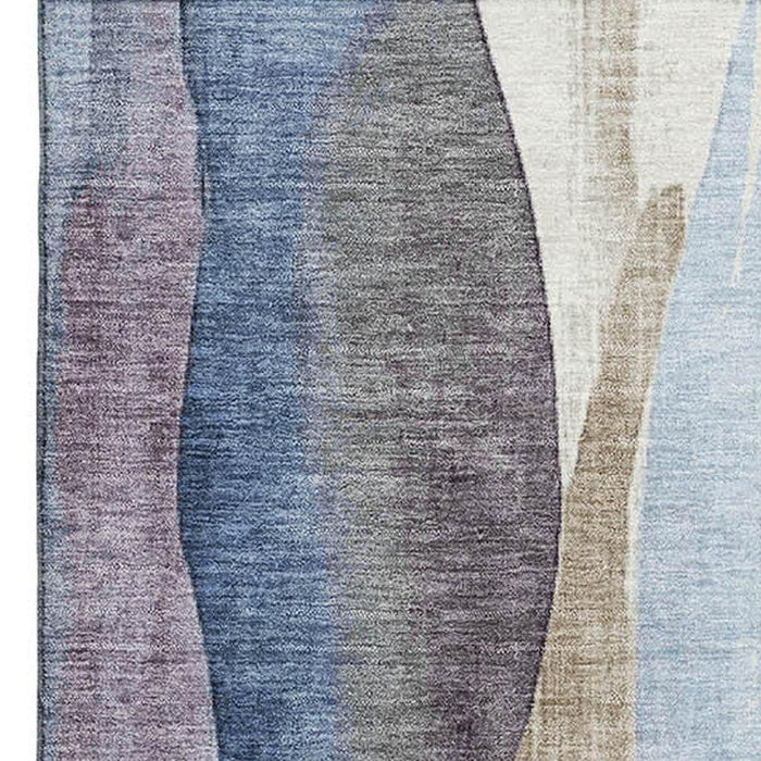 10' X 14' Abstract Washable Area Rug With UV Protection (710268) - Denim Blue / Purple / Beige