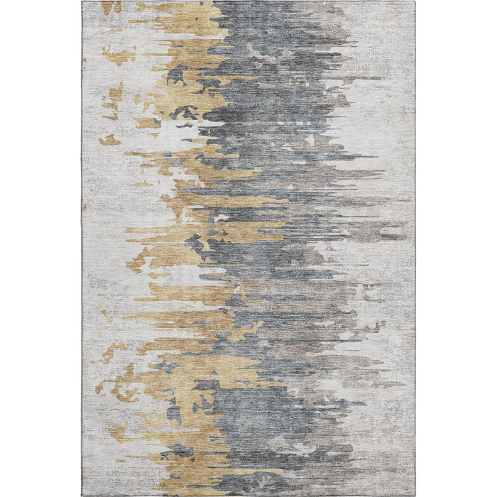 10' X 14' Abstract Washable Area Rug With UV Protection (656945) - Ivory / Gold / Gray