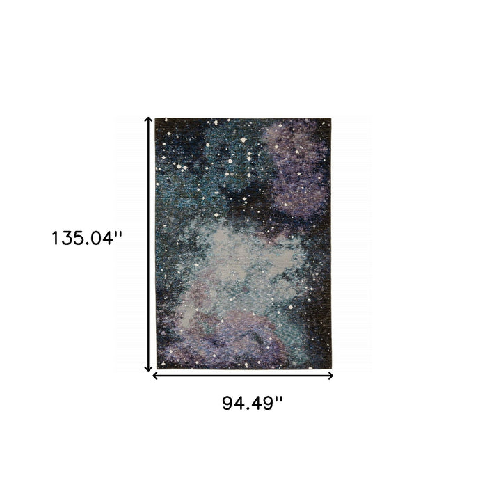 8' x 11' Abstract Power Loom Area Rug - Purple And Ivory