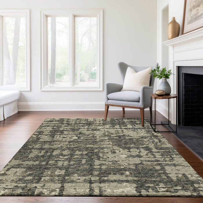 8' X 10' Abstract Washable Area Rug With UV Protection - Brown / Beige