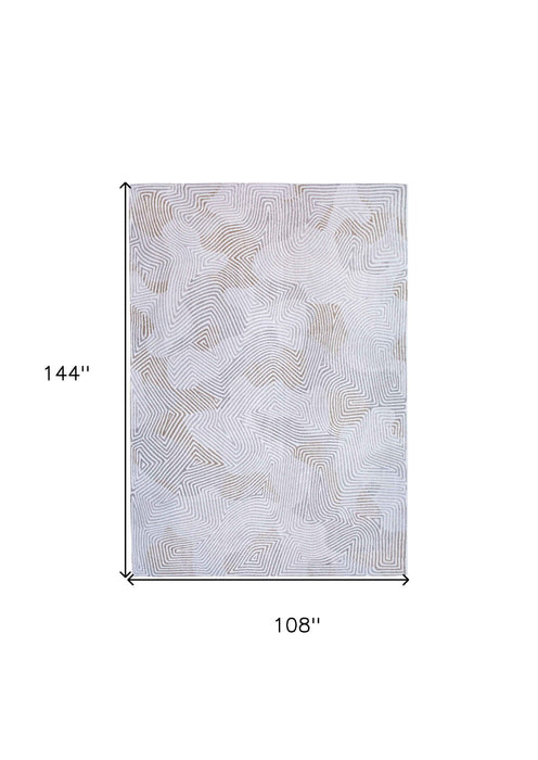 9' x 13' Abstract Non Skid 100% PET Area Rug - White