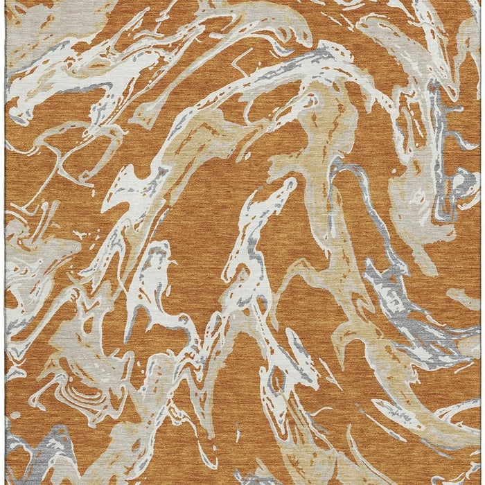 10' X 14' Abstract Washable Area Rug With UV Protection (681233) - Copper / Gray / Ivory