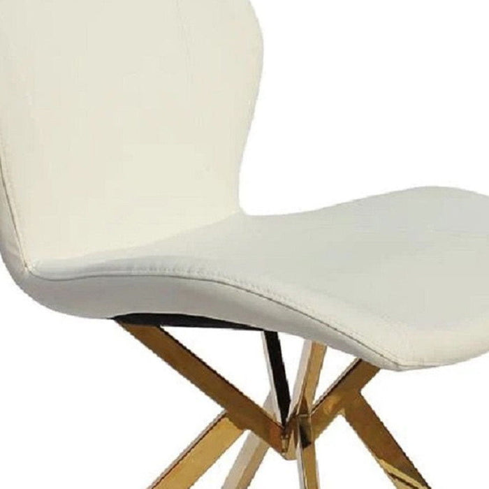 Upholstered Faux Leather Dining Side Chairs (Set of 4) - White / Gold
