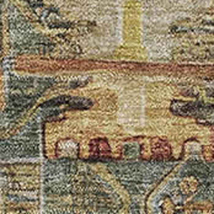 10' X 14' Medallion Washable Area Rug With UV Protection (714913) - Sage / Copper