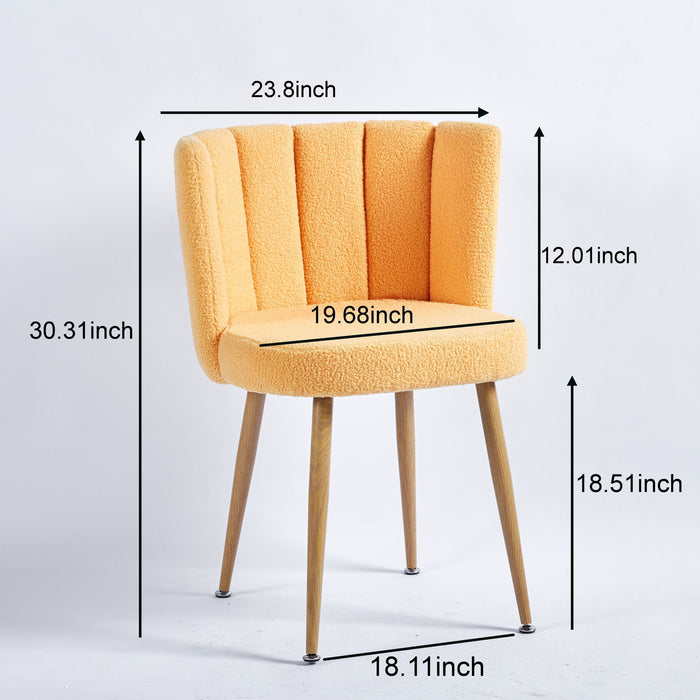 Set of 2 Giga modern dining chairs with wood-colored iron tube legs, cushioned seats, and comfortable backrests.