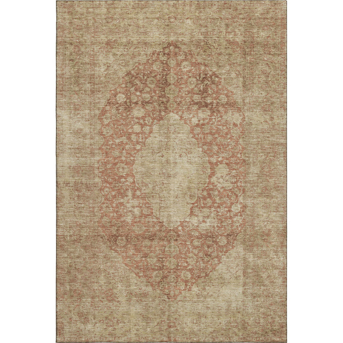 10' X 14' Medallion Washable Area Rug With UV Protection (696314) - Rust / Beige
