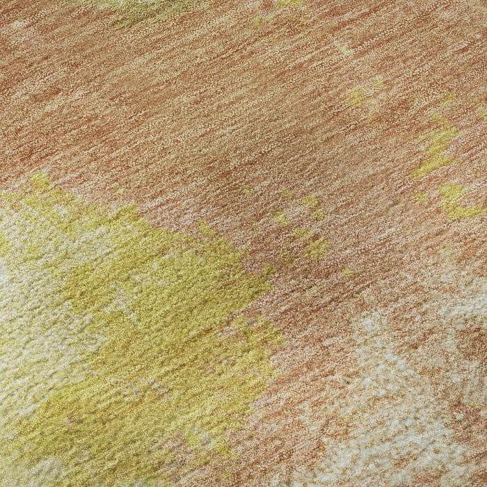 10' X 14' Abstract Washable Area Rug With UV Protection (699670) - Artichoke Green / Gold / Copper
