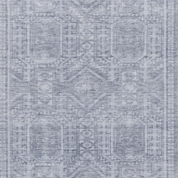 10' X 14' Geometric Washable Area Rug With UV Protection (708145) - Sky Blue / Gray