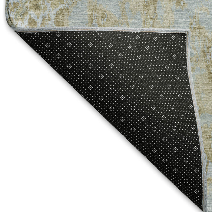 10' X 14' Abstract Washable Area Rug With UV Protection (693150) - Khaki / Silver