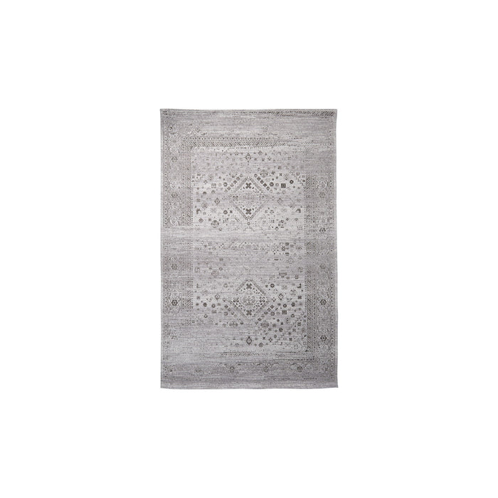 5' X 8' Medallion Hand Woven Distressed Area Rug - Black And Gray