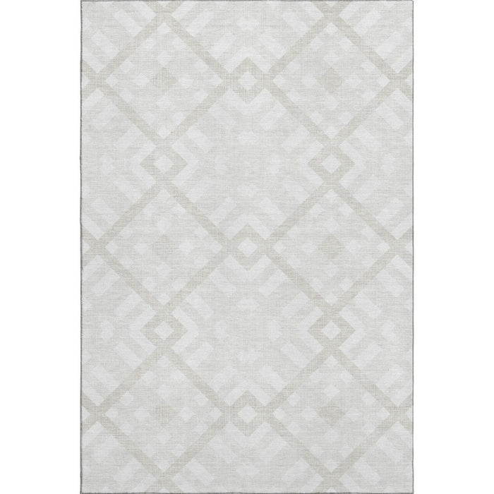 10' X 14' Geometric Washable Area Rug With UV Protection (651394) - Ivory / Beige