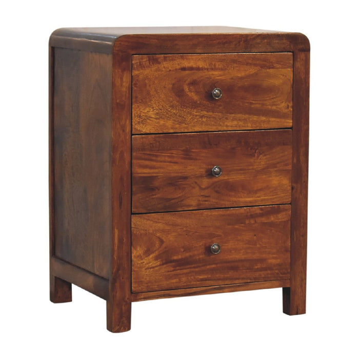 24" Solid Wood Three Drawer Nightstand - Chestnut