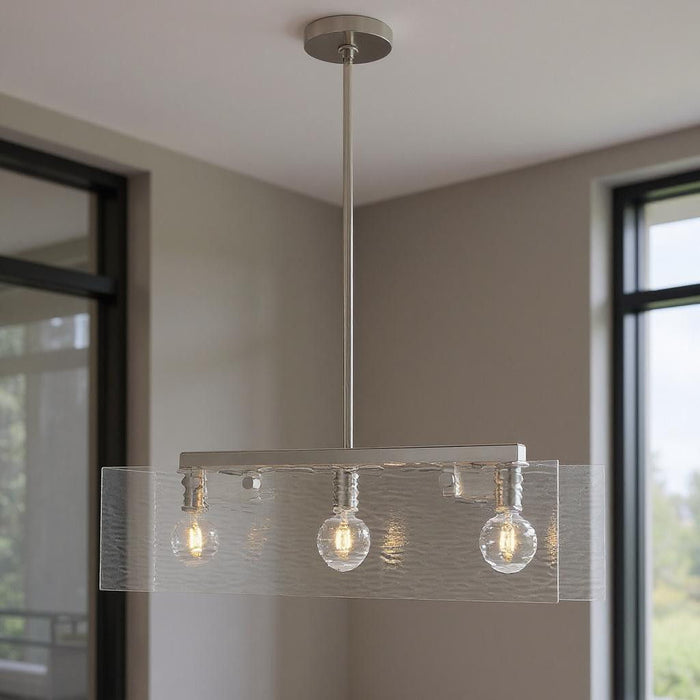 3-Light Dimmable Chandelier With Shades - Nickel