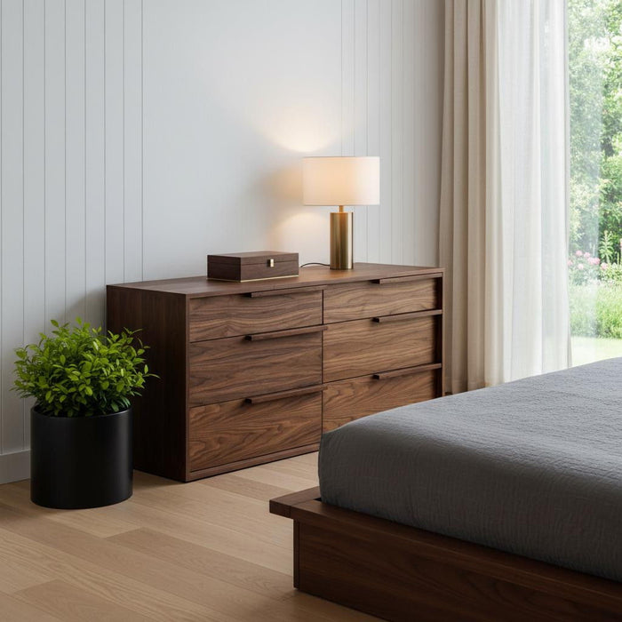 Six Drawer Double Dresser - Walnut / Brown