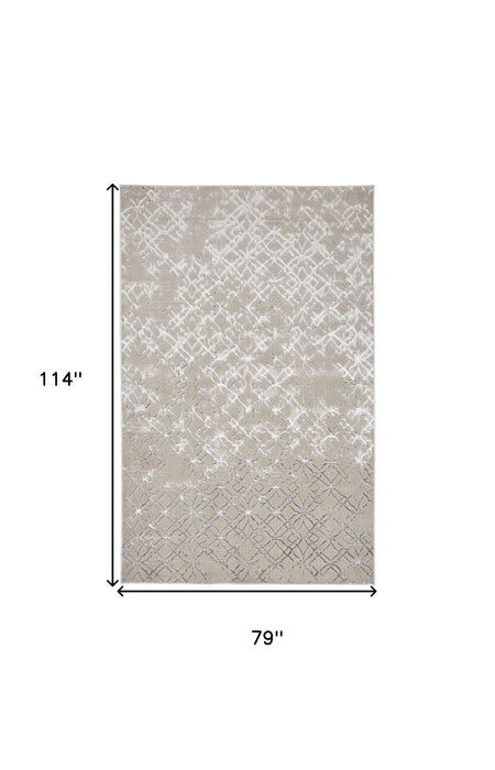 7' x 10' Abstract Stain Resistant Area Rug - Silver Gray And White