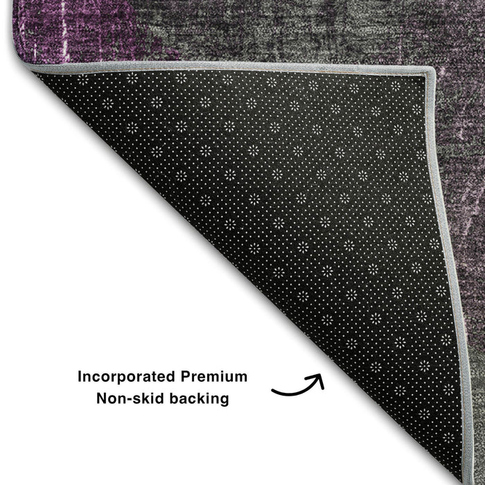 9' X 12' Abstract Washable Area Rug With UV Protection (648903) - Cabernet / Ivory