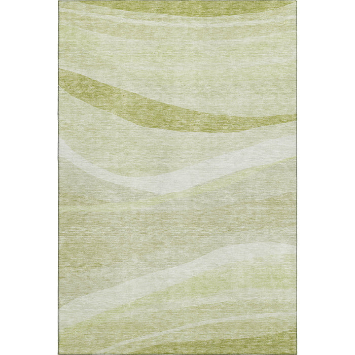 10' X 14' Abstract Washable Area Rug With UV Protection (684256) - Artichoke Green / Ivory